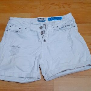 White High Waisted Jean Shorts